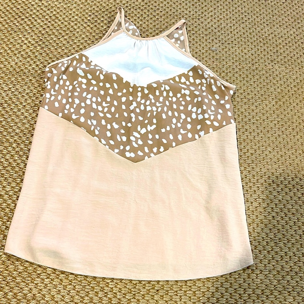 Hailey & Co medium halter top. Leopard print, taupe, and white.
